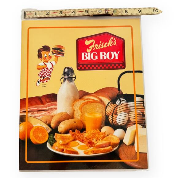 1980’s Frisch's Big Boy Yellow Laminated Breakfast Menu Vintage Diner 9” x 11” - Picture 7 of 8